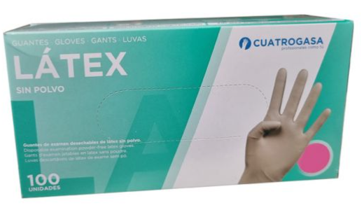 Guantes Látex Sin Polvo Cuatrogasa