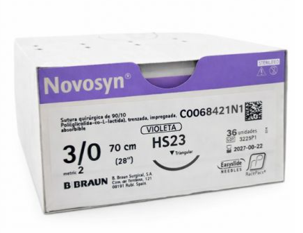 Sutura Absorbible Novosyn SSA HS23 3/0- Caja 36 ud.